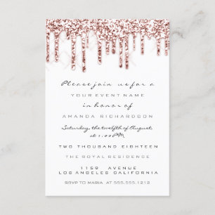 Funkelnde Glitter-Tropfen Rose Weiß  Braut Sweet 1 Einladung