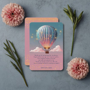 Funkelnde Glitzer Heißluftballon Babydusche Dankeskarte
