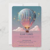 Funkelnde Glitzer Heißluftballon Babydusche Einladung (Vorderseite)