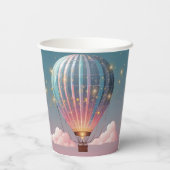 Funkelnde Glitzer Heißluftballon Babydusche Pappbecher (Rückseite)