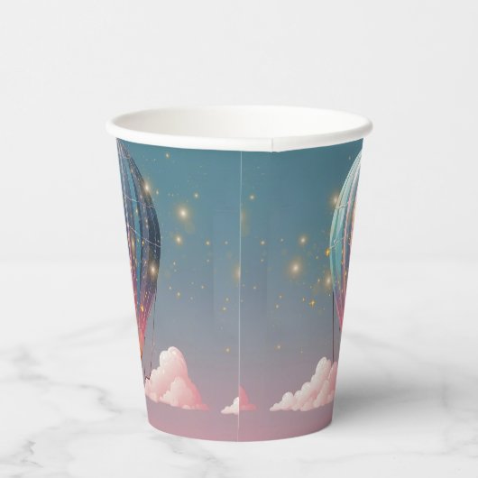 Funkelnde Glitzer Heißluftballon Babydusche Pappbecher (Rechts)