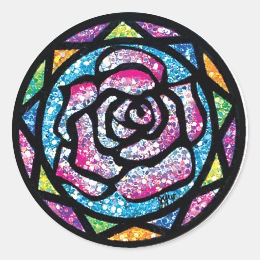 Funkelnde Glitzer Hellrosa Rose Runder Aufkleber (Vorderseite)