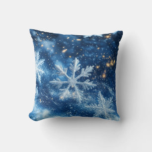 Funkelnde Glitzer-Schneeflocken Winter Weihnachten Kissen