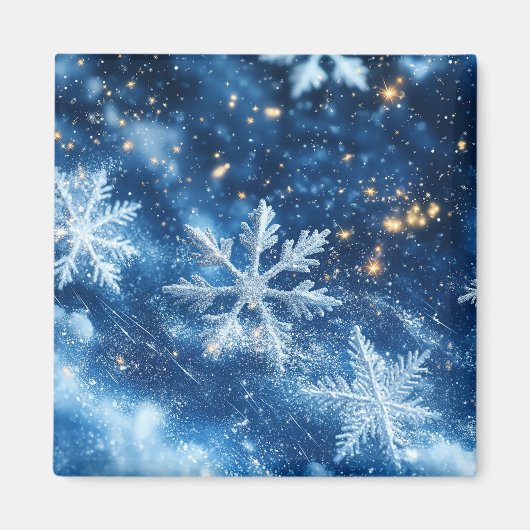 Funkelnde Glitzer-Schneeflocken Winter Weihnachten Magnet (Vorne)