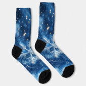 Funkelnde Glitzer-Schneeflocken Winter Weihnachten Socken (Rechts)