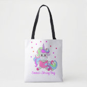 Funkelnde Glitzer Unicorn las ihren Buchnamen Tasche (Vorderseite)