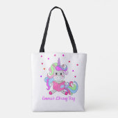 Funkelnde Glitzer Unicorn las ihren Buchnamen Tasche (Rückseite)