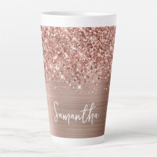 Funkelnde Glitzernde Roségold Glam Name Milchtasse