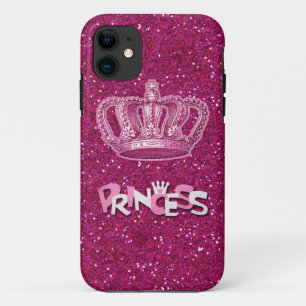 Funkelnde Hot Pink Prinzessin Glitter & Vintage Kr Case-Mate iPhone Hülle
