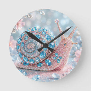 Funkelnde Juwelen-Schnecke Runde Wanduhr