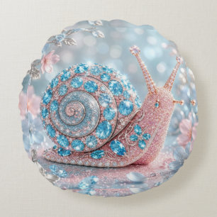 Funkelnde Juwelen-Schnecke Rundes Kissen
