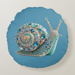 Funkelnde Juwelen-Schnecke Rundes Kissen