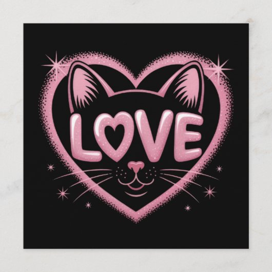 Funkelnde Katzenliebe Einladung (Vorderseite)