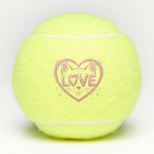Funkelnde Katzenliebe Tennisbälle (Vorderseite)