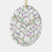 Funkelnde klare lichtdurchlässige Blasen auf Weiß Keramik Ornament (Rechts)