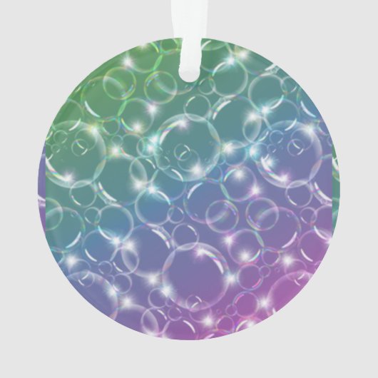 Funkelnde klare lichtdurchlässige Blasen bunt Ornament (Rückseite)