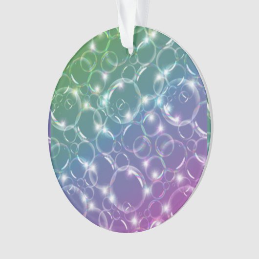 Funkelnde klare lichtdurchlässige Blasen bunt Ornament (Vorderseite)
