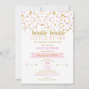 Funkelnde kleine Sterne Zwillings-Baby-Party Pink Einladung