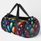 Funkelnde Kosmos-Künstlerische Reisemonogramm-Pers Duffle Bag (Rechte Ecke)