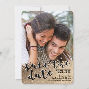 Funkelnde Liebesfoto-Save-the-Date-Karte Save The Date