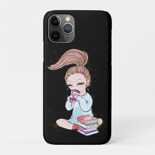 Funkelnde Mädchen-Café-Bücher Case-Mate iPhone Hülle (Rückseite)