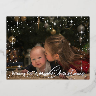Funkelnde magische Weihnachtswünsche Foto Folien Feiertagspostkarte