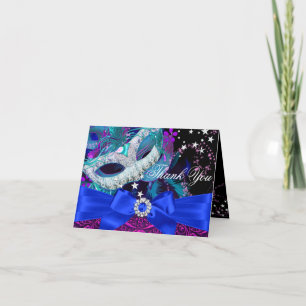 Funkelnde Maske & Schleifen-Maskenball-Dankeskarte Dankeskarte