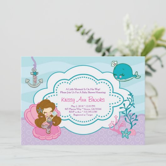 Funkelnde Meeresdusche laden Einladung (Stehend Vorderseite)