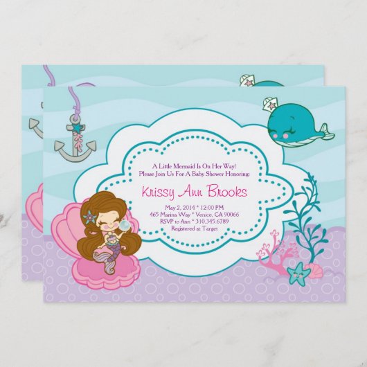 Funkelnde Meeresdusche laden Einladung (Vorne/Hinten)