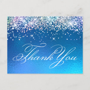 Funkelnde Multi Glitter Ocean Ombre Folie Danke Postkarte