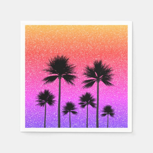 Funkelnde Palmen Gradient Sonnenuntergang Serviette (Vorderseite)