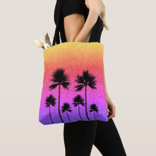 Funkelnde Palmen Gradient Sonnenuntergang Tasche