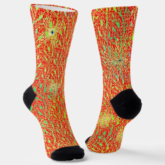Funkelnde Party Orange Feuerwerk Socken (Gewinkelt)