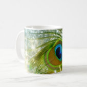 Funkelnde Pfau-Feder-Tasse Kaffeetasse (Vorderseite Links)