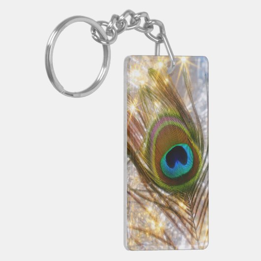 Funkelnde Pfau-Federkeil-Kette Schlüsselanhänger (Vorderseite links)