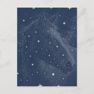 Funkelnde Pferdekonstellation Stars Mitternacht Bl Postkarte