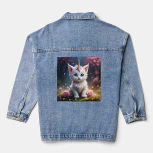 "Funkelnde Pfoten: Das zauberhafte Einhorn Kätzche Jeansjacke