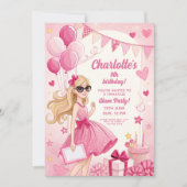 Funkelnde Pink Glam Geburtstagsfeier Einladung (Vorderseite)