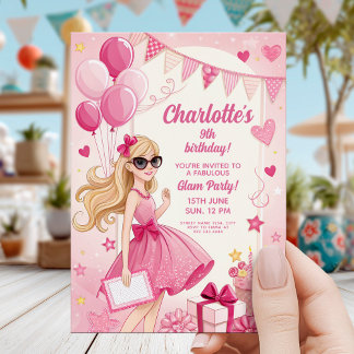 Funkelnde Pink Glam Geburtstagsfeier Einladung