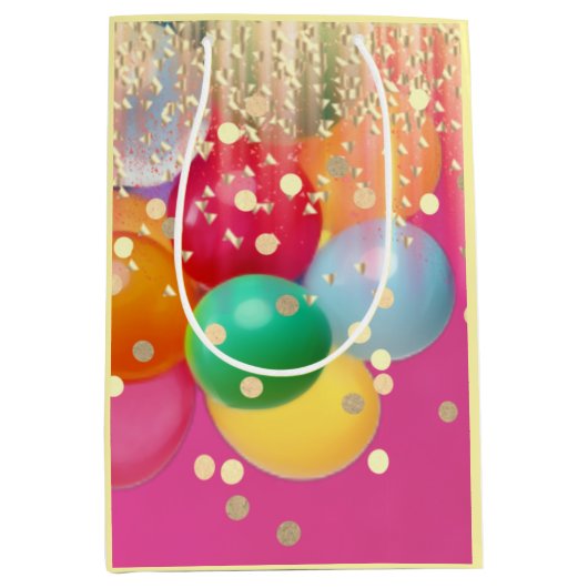 Funkelnde Pink Party  Mittlere Geschenktüte (Vorderseite)