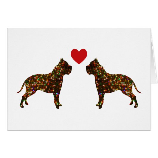 Funkelnde Pitbull Liebe-Silhouette (Vorderseite (Horizontal))