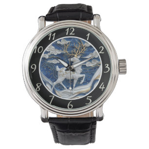 Funkelnde Rentier-Weihnachtsfreude Armbanduhr