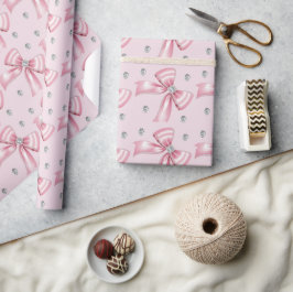 Funkelnde Rosa Coquette-Schleife 1. Geschenkpapier