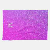 Funkelnde rosa Glitter Ombre-Monogramm Anfangsbuch Geschirrtuch (Horizontal)