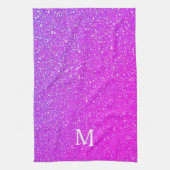 Funkelnde rosa Glitter Ombre-Monogramm Anfangsbuch Geschirrtuch (Vertikal)