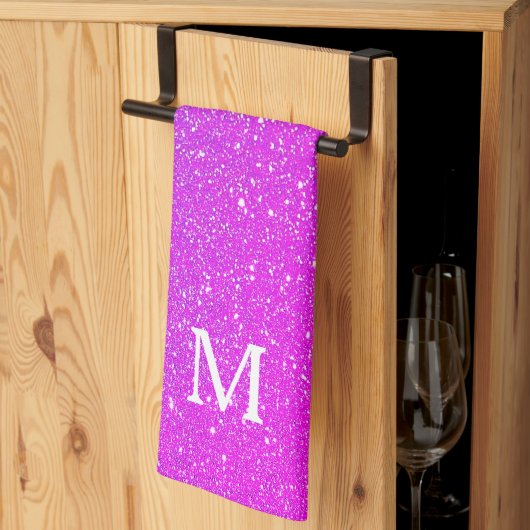 Funkelnde rosa Glitter Ombre-Monogramm Anfangsbuch Geschirrtuch (Drittel gefaltet)