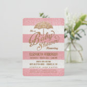 Funkelnde Rosa-u. GoldBaby-Dusche laden ein Einladung (Stehend Vorderseite)