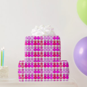 Funkelnde rosa und rote Ananas Geschenkpapier