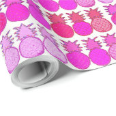 Funkelnde rosa und rote Ananas Geschenkpapier (Rolleneckpunkt)