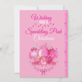 Funkelnde rosa Weihnachtskarte Feiertagskarte (Vorderseite)